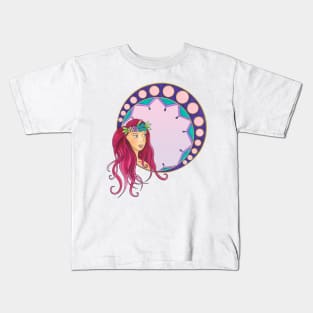 Pink Art Nouveau lady Kids T-Shirt